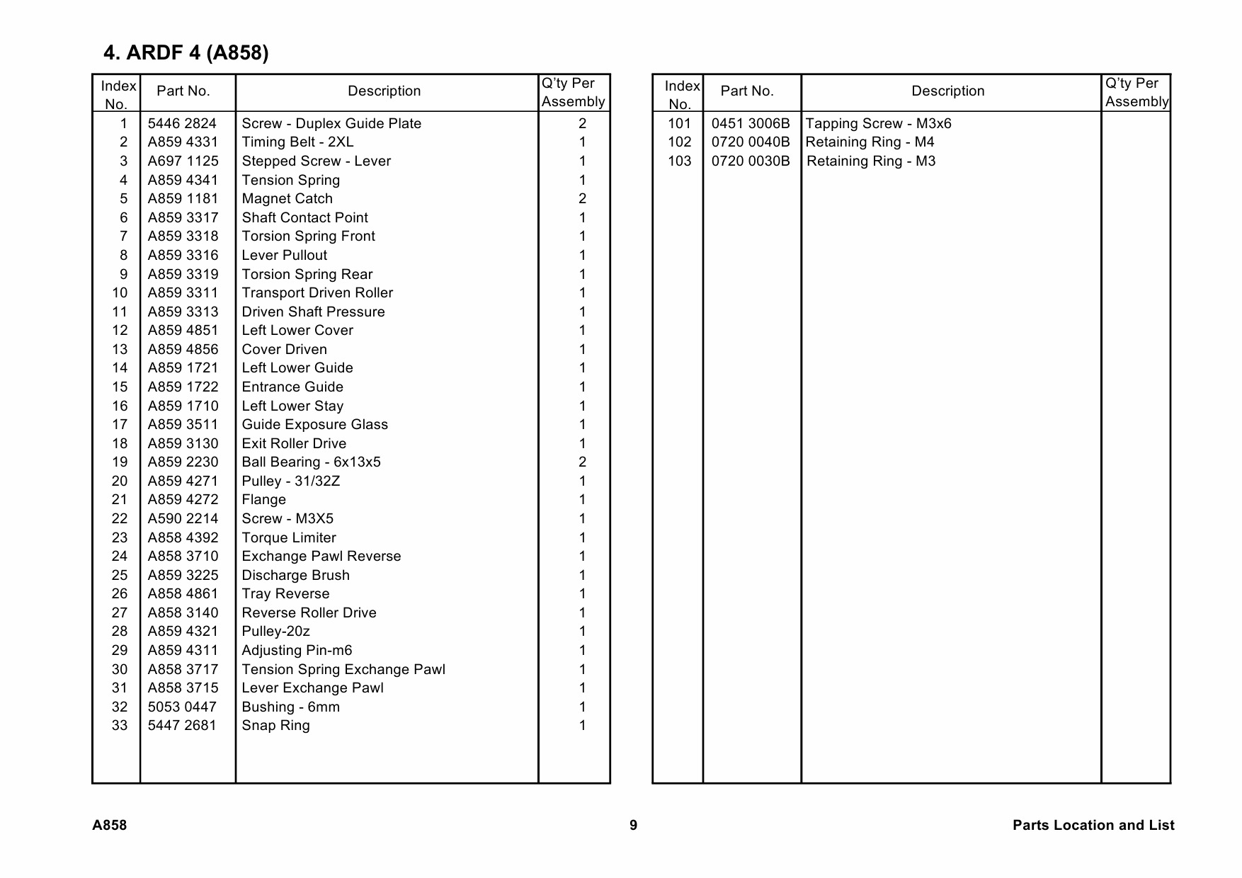 RICOH Options A858 AUTO-RECIRCULATING-DOCUMENT Parts Catalog PDF download-5